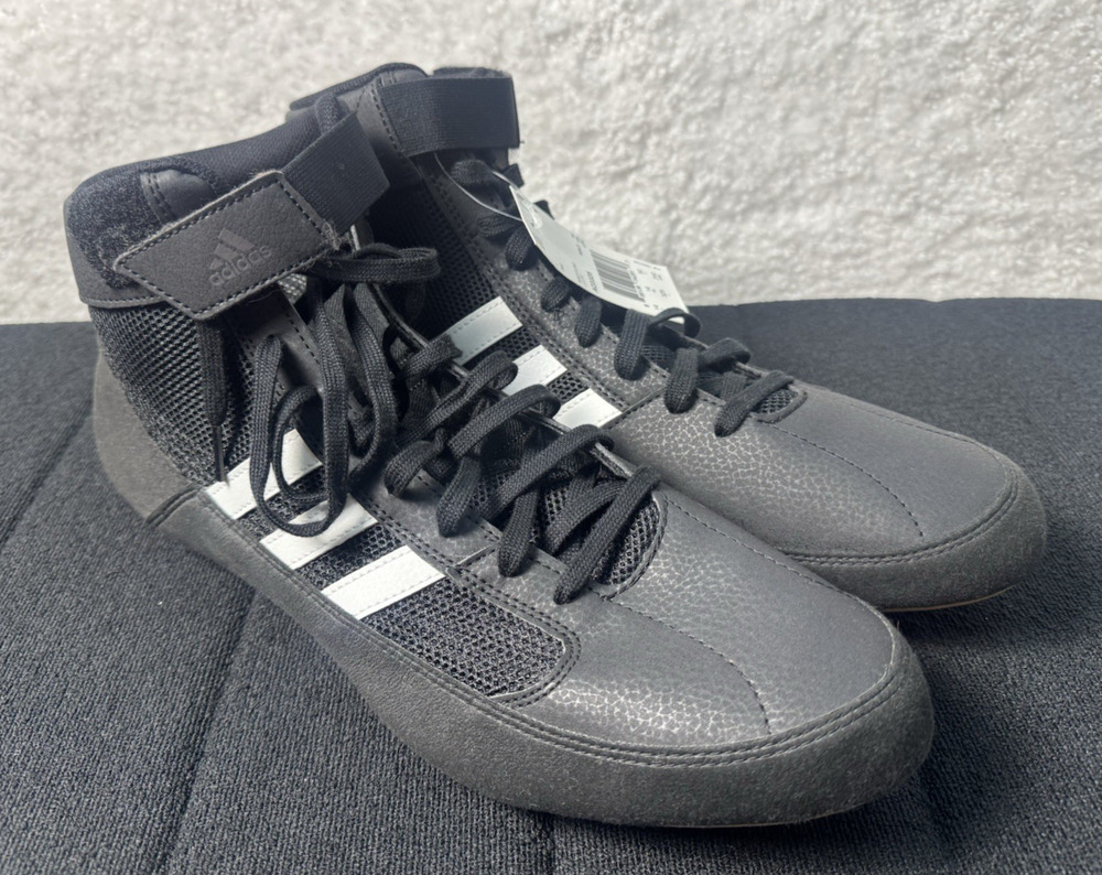 Adidas HVC 2 Black Wrestling Combat Shoes MMA Black & White - AQ3325 - Size 14.5